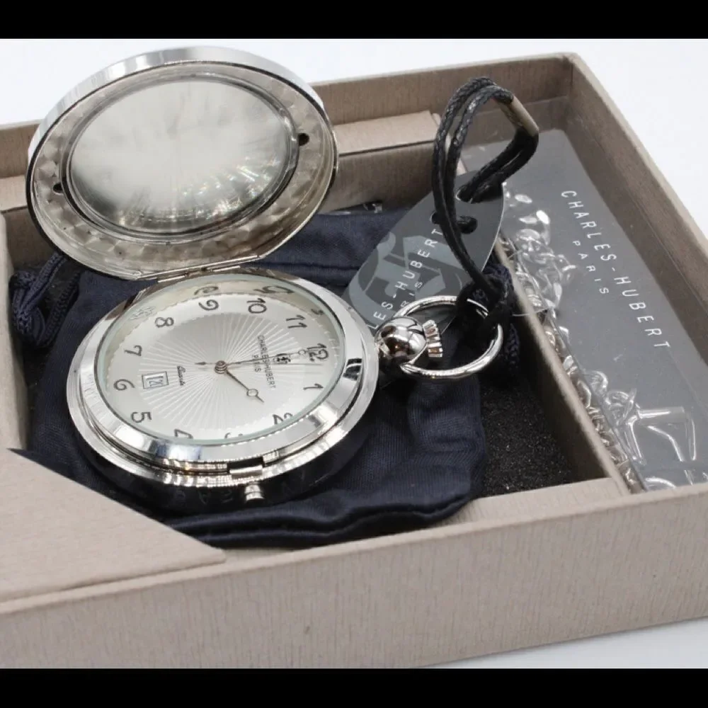 Charles-Hubert, Paris #3851 Hunter Case Picture Frame Quartz Pocket Watch